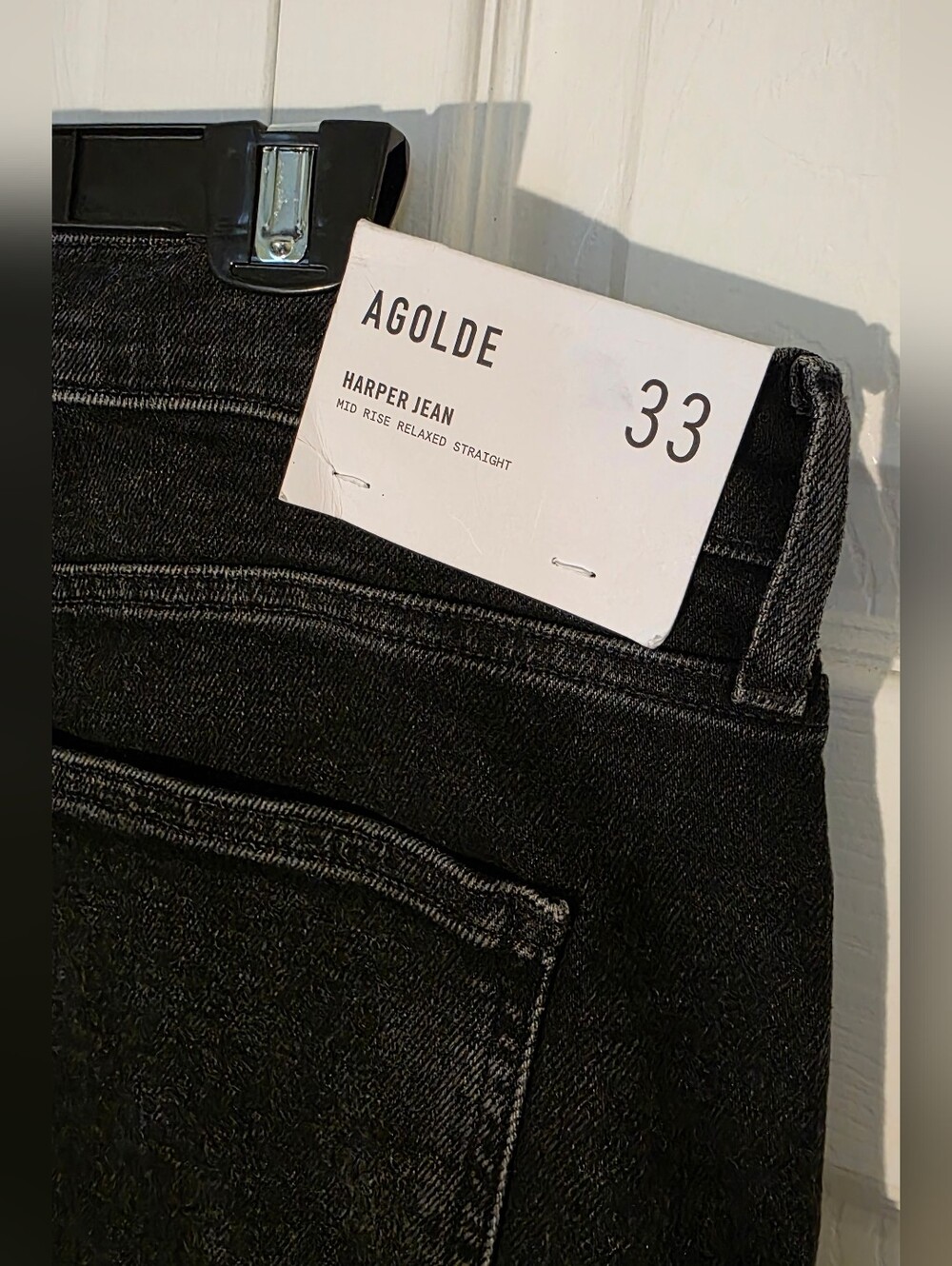 AGOLDE Harper Jean Mid Rise Relaxed Straight Jeans In Hush(washes Black)  33 - Picture 14 of 16
